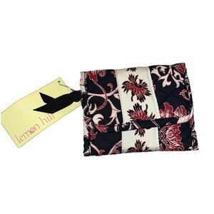 Lemon Hill Quilted Floral Paisley Small Wallet Black Pink White Foldable NWT